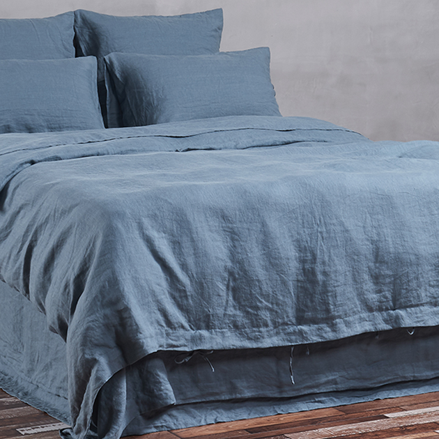 100 French Linen Duvet Covers Linen Sheets Set in French Blue