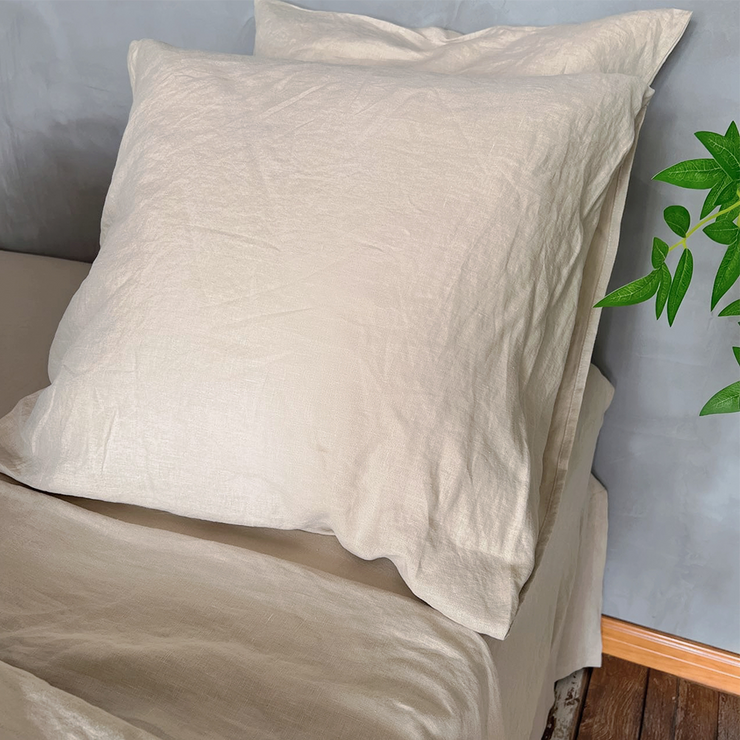 Euro Housewife Linen Pillowcases Natural Undyed (set of 2) - linenshed.au 