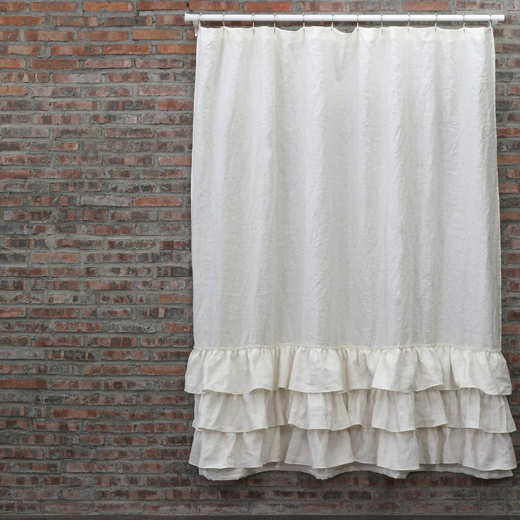 Ruffles Linen Shower Curtain - linenshed.au - 8