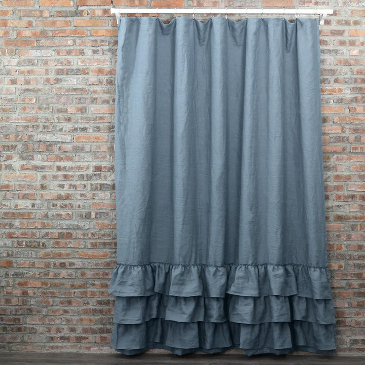 Ruffles Linen Shower Curtain - linenshed.au - 3