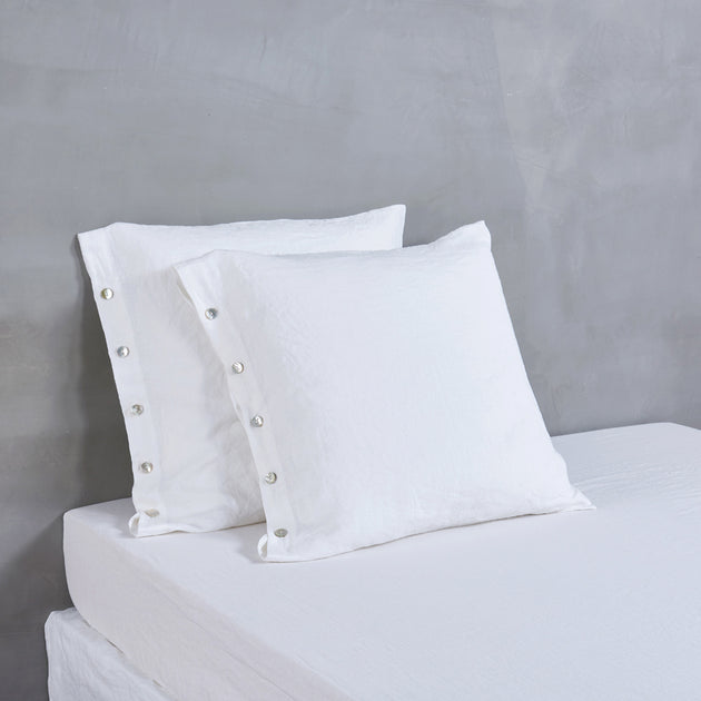 Shell Top Buttoned Linen Duvet Cover