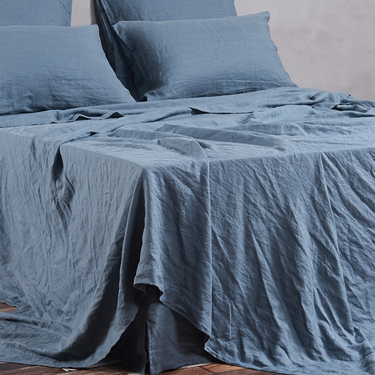 Bed Linen Flat Sheet French Blue Quality Linen Sheets