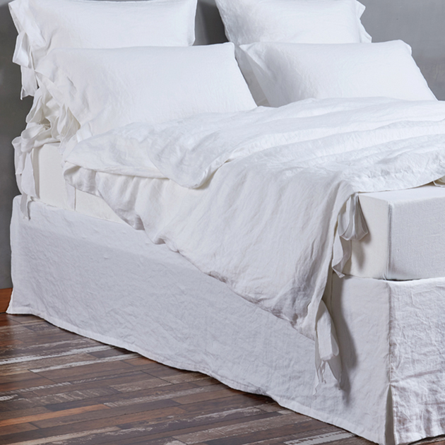 Linen Bed Skirts, Australia 100 Linen Bed Skirt with 4 Slitted Corners