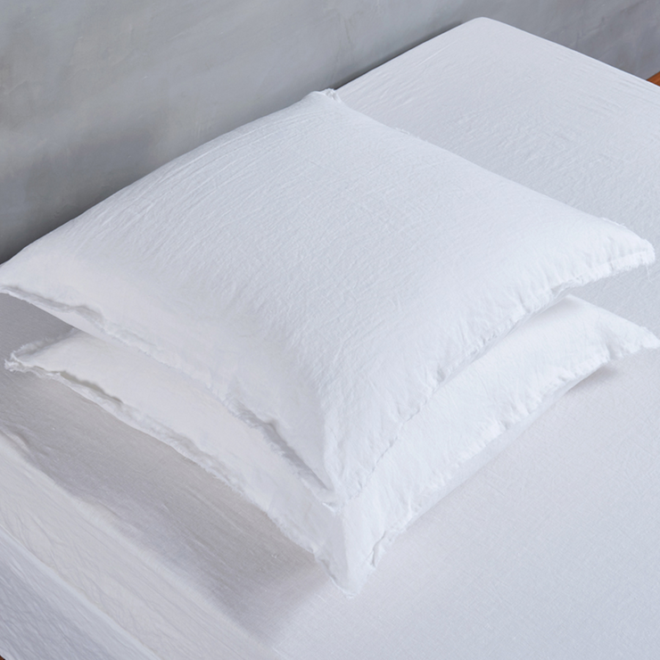 Frayed Edge Linen Pillowcases Pair