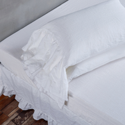 Hand Frayed Side Ruffle Linen Pillowcases