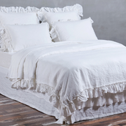 Hand Frayed Ruffles Linen Duvet Cover