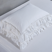 Hand Frayed Ruffles Linen Pillowcases (set of 2)