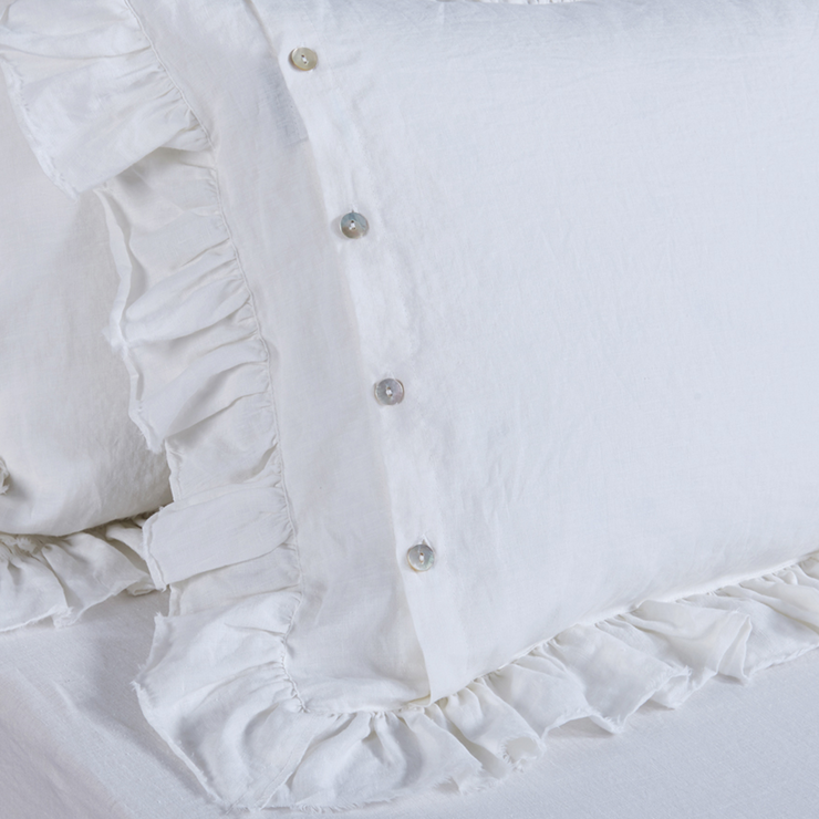 Hand Frayed Ruffles Linen Pillowcases (set of 2)