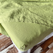 Top View Of Fitted Sheet Green Tea - linenshed.au