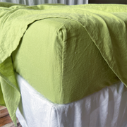 Detail View Of Linen Fitted Sheet Green Tea - linenshed.au
