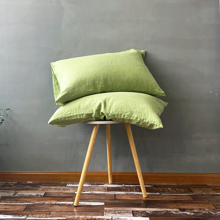 Green Tea Pillowcases On Bench - linenshed AU