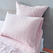 Lavender Pink Two Sizes Pillowcases On Bed - linenshed