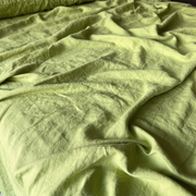 Detail Of Linen Flat Sheet Green Tea - linenshed.au