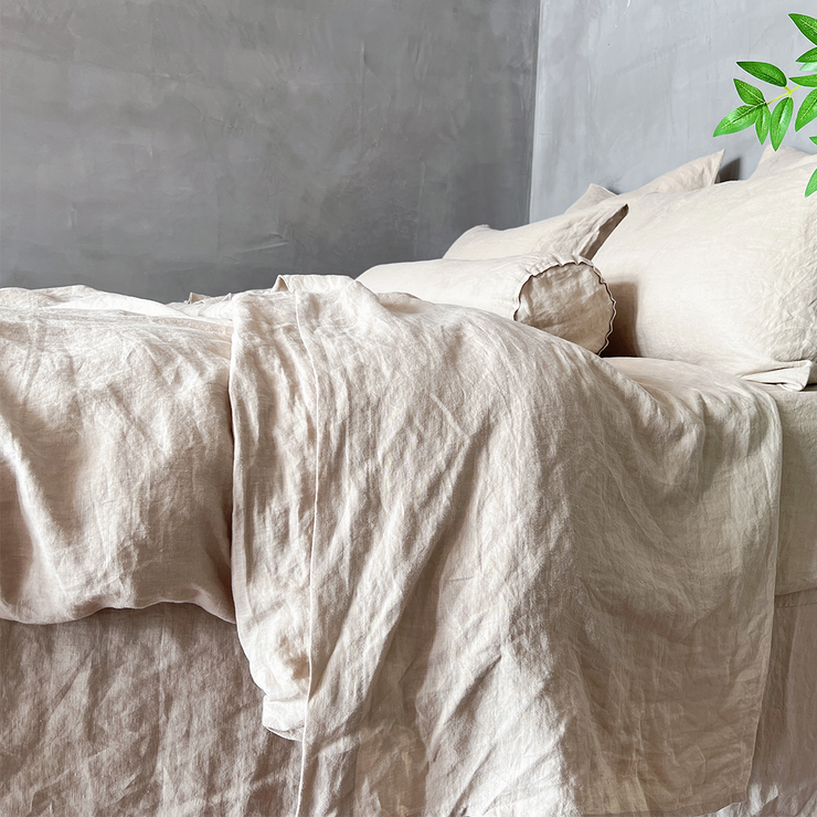 Side View Of Natural Duvet Cover Undyed - Linenshed