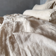Close Up View Of Bed Linen Flat Sheet Natural - linenshed.au
