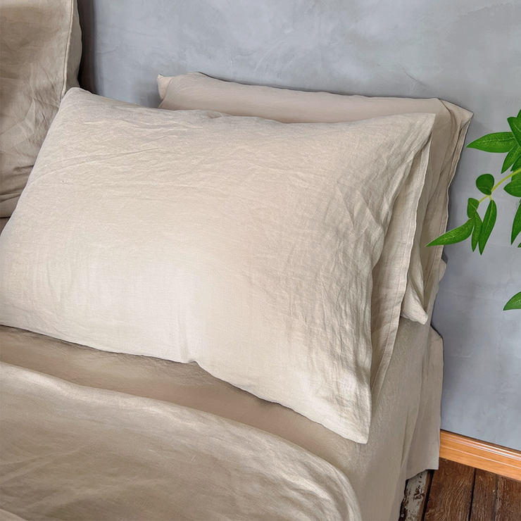 Standard Housewife Linen Pillowcases Natural Undyed (set of 2) - linenshed.au 
