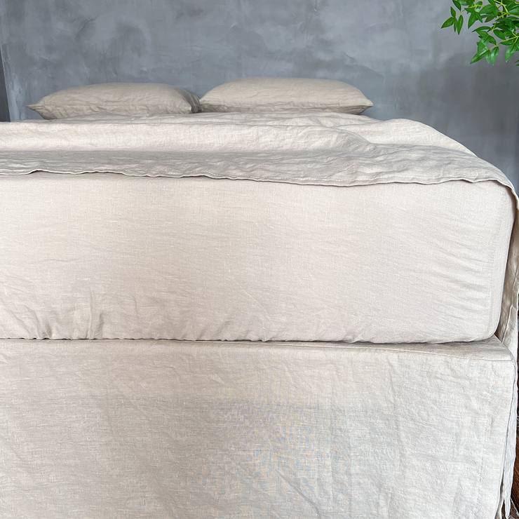 Front View Of Fitted Sheet Natural-linenshed.au