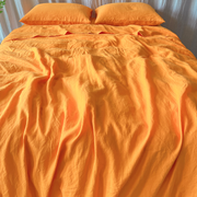 Front View Of Orange Linen Duvet Cover - linenshed AU