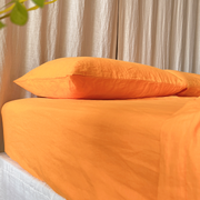 Orange Linen Fitted Sheet - linenshed AU