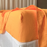 Linen Fitted Sheet Orange - linenshed.au - 1