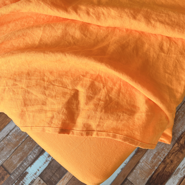 Top View Orange Linen Fitted Sheer - linenshed AU