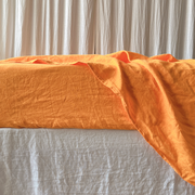 Edge View Of Orange Linen Flat Sheet - linenshed AU