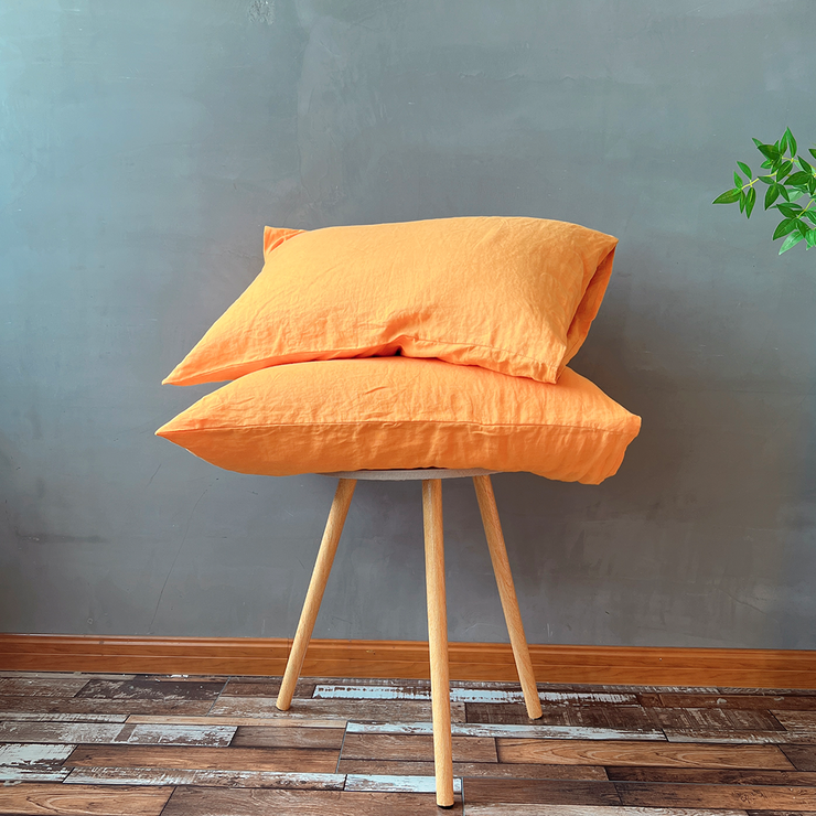 Housewife-Linen-Pillow-Covers-Set-of-2-Orange - linenshed AU