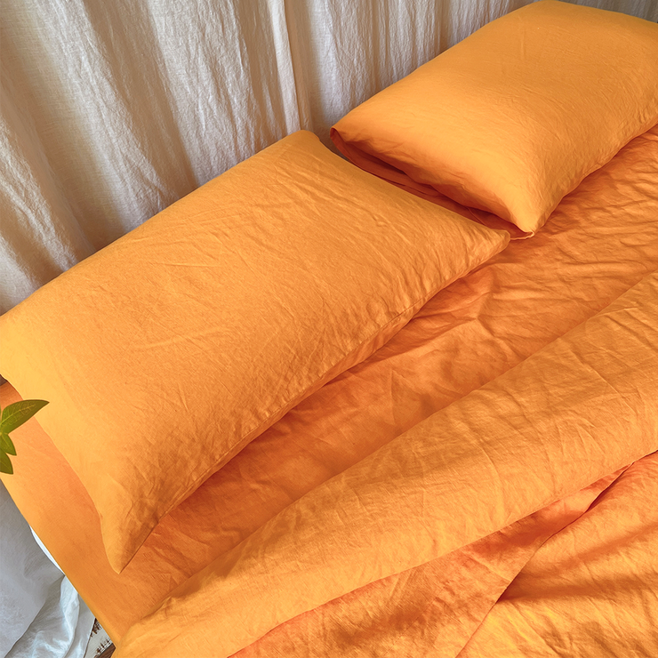 Orange Pure Linen Pillowcases - linenshed AU