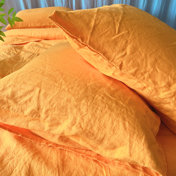 Orange Euro Linen Pillowcases - linenshed AU