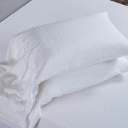 Hand Frayed Side Ruffle Linen Pillowcases