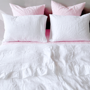 Linen White Ruffle Duvet Cover With Pillowcases - linenshed