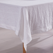 Close Up View Linen White Tablecloth-linenshed