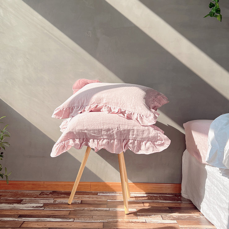 Lavender Pink Ruffle Pillow Cases - linenshed