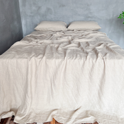 Front View Of  Linen Flat Sheet Natural - linenshed.au