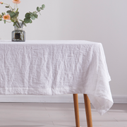 Front View of White Linen Tablecloth-linenshed