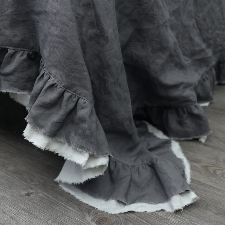 Two Tones Frayed Ruffle Bedspread - linenshed.au - 3