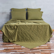 Bed Linen Flat Sheet Green Olive