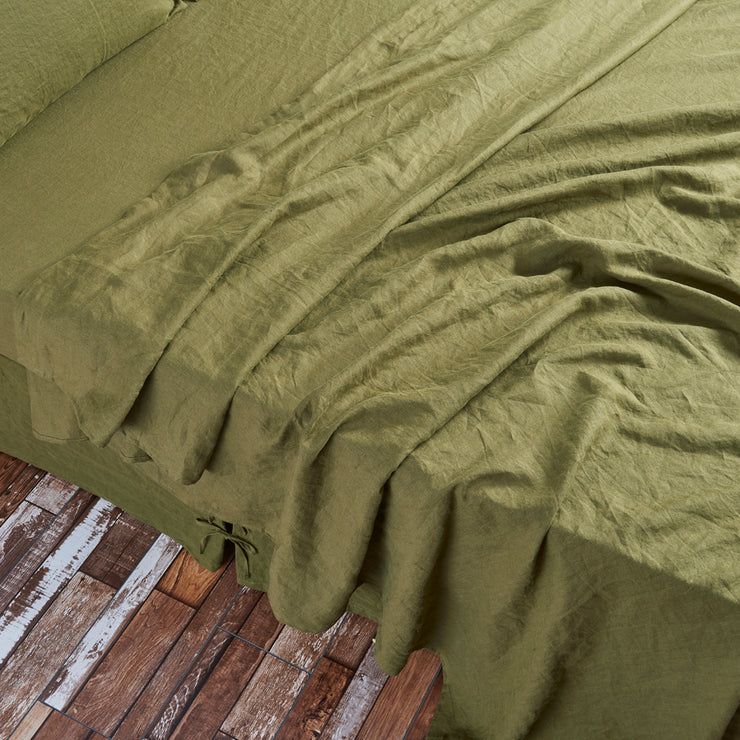 Bed Linen Flat Sheet Green Olive