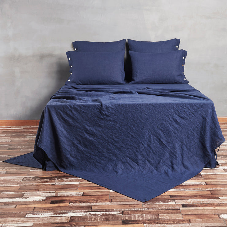 Bed Linen Flat Sheet Indigo Blue