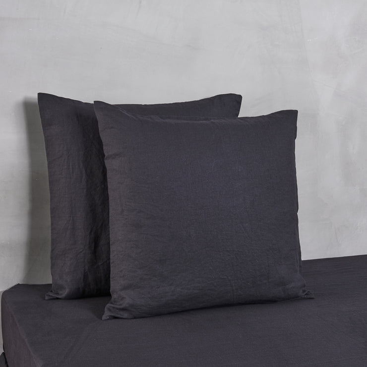 Housewife Linen Pillowcases Jet-Black (set of 2)