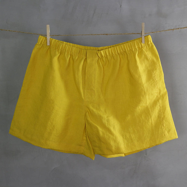 Linen Boxer Shorts Curry