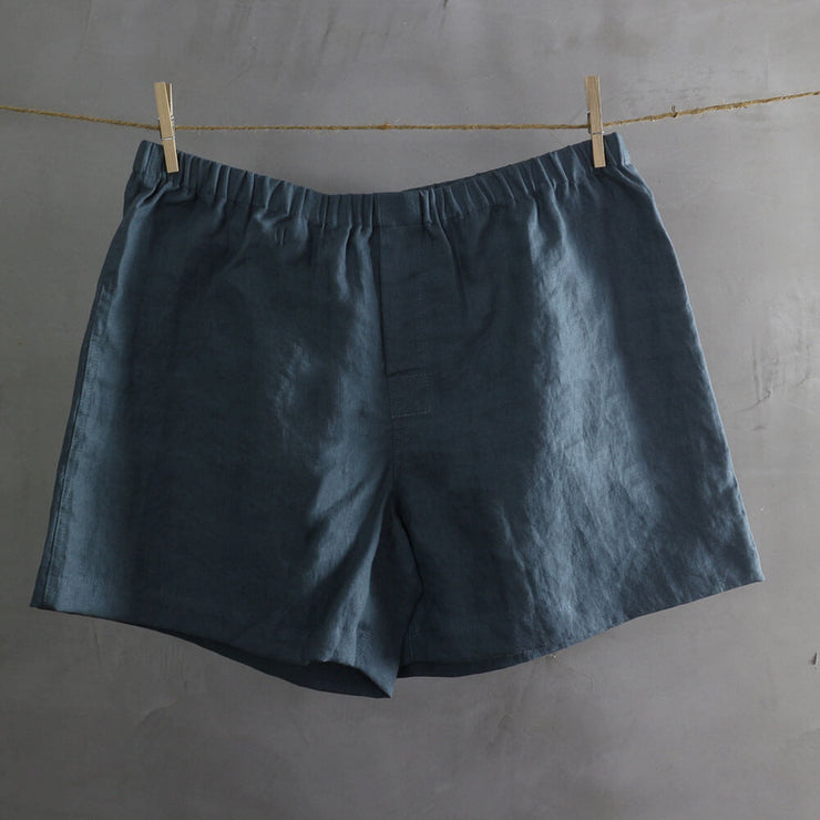 Linen Boxer Shorts French Blue