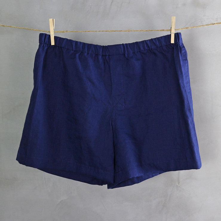 Linen Boxer Shorts Indigo Blue