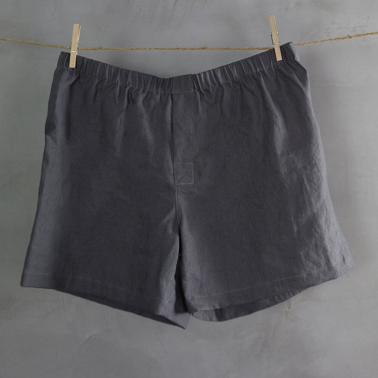 Linen Boxer Shorts Lead Grey