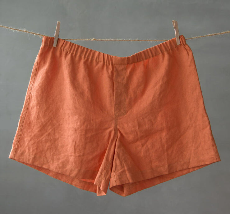 Linen Boxer Shorts Coral