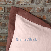 French color Border Linen Duvet Cover - Salmon-Brick