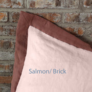 French Color Border Linen Pillowcases (set of 2) - Salmon-Brick