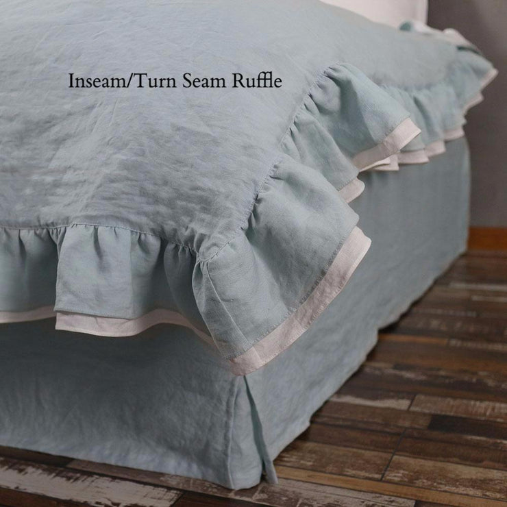 2 Tones Coverlet Turn Seam Ruffle Icy Blue/Optic White