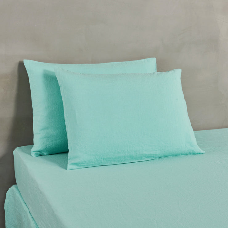 Housewife Linen Pillowcases Aqua Green (set of 2)