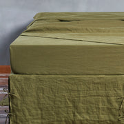 Linen Fitted Sheet Green Olive